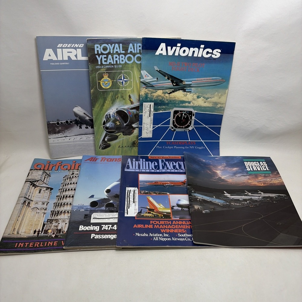 Vintage Lot Of 7 90s Vacation Travel Airline Ephemera Magazines Aviation Boeing